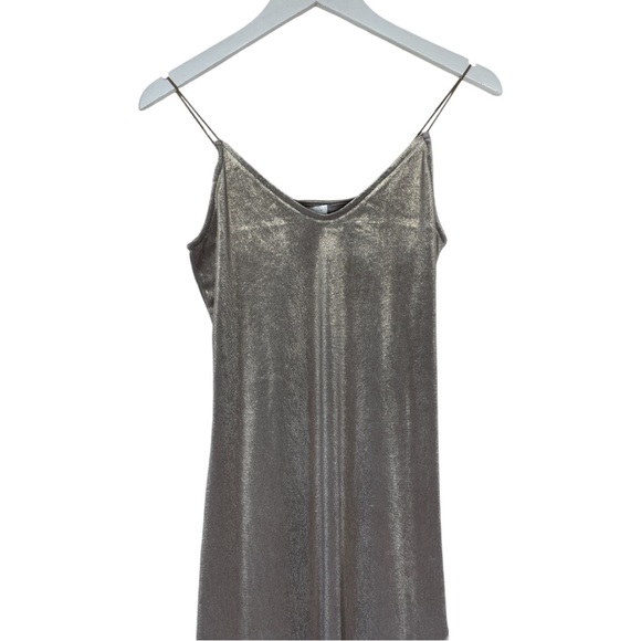 LEITH Nordstrom Two Tone Cami Strap Velvet Party Cocktail Maxi Dress Gold Medium - Picture 4 of 13